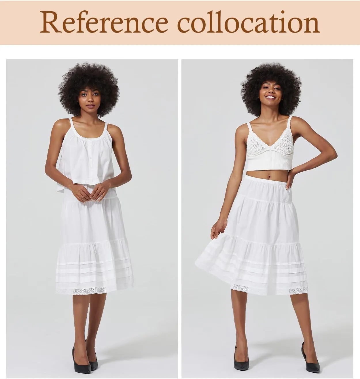 100% Cotton Women White Maxi Skirt Elastic Waist Peasant A Line Flowy Swing Lace Skirt Dress No Lining