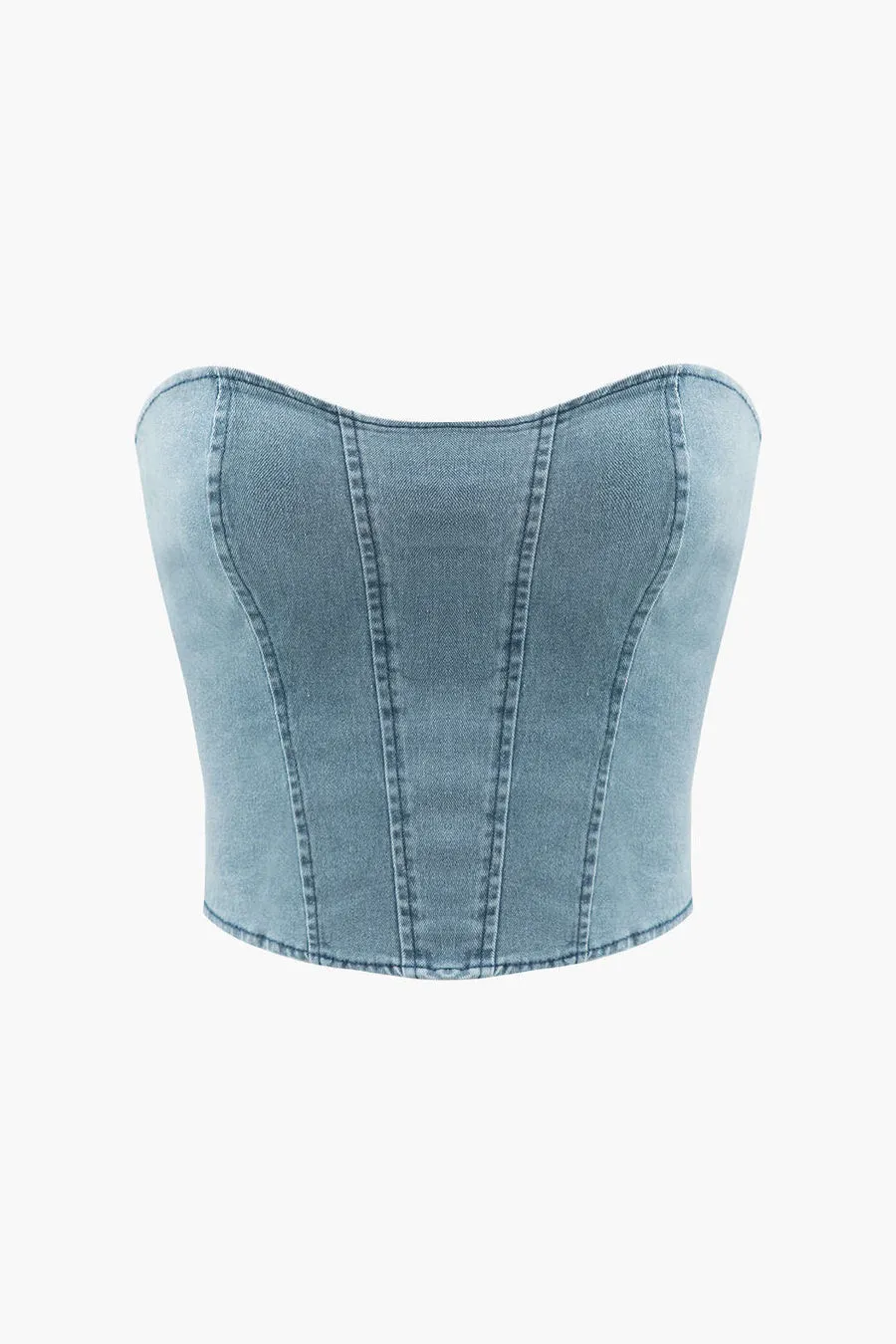 A&A Denim Strapless Skirt Two Piece Set