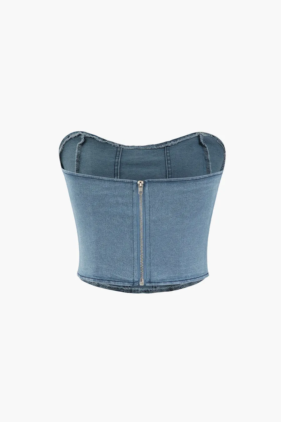 A&A Denim Strapless Skirt Two Piece Set