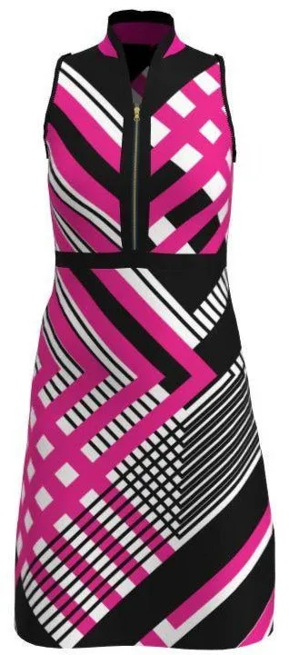AB SPORT Women's Fine Lines Pink Print Golf Dress