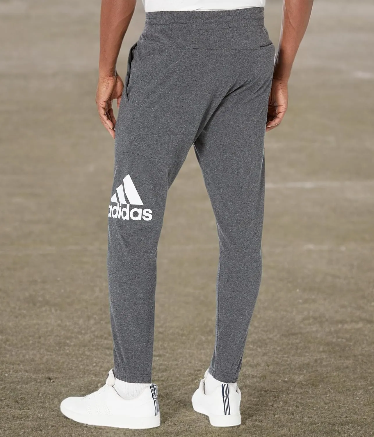 adidas Mens Essentials Logo Tapered Badge Sweatpants Training Casual - Black