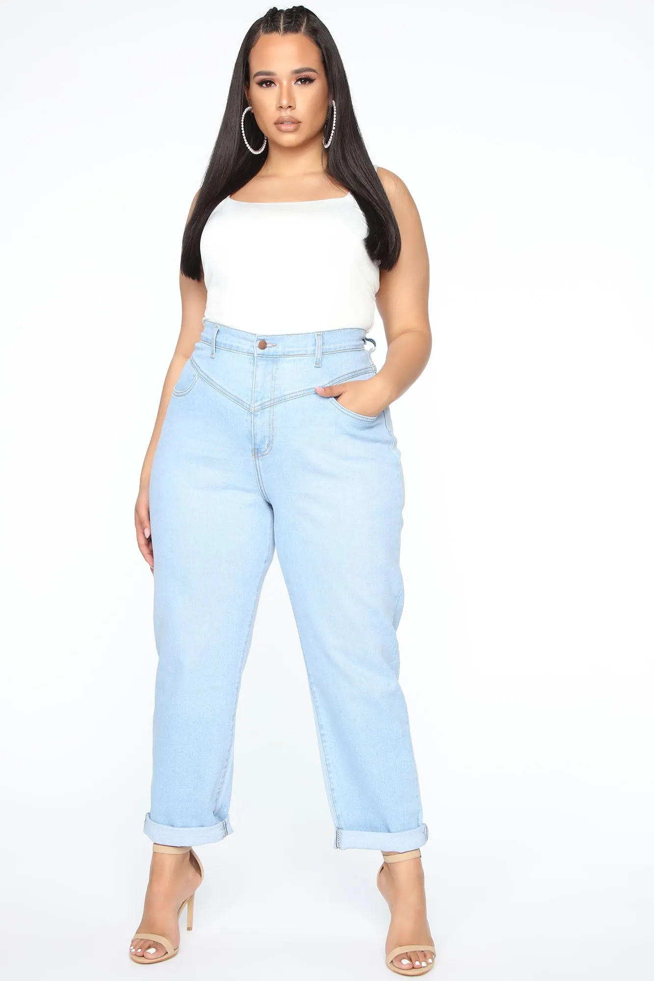 Affair Of The Heart Mom Jeans - Light Blue Wash