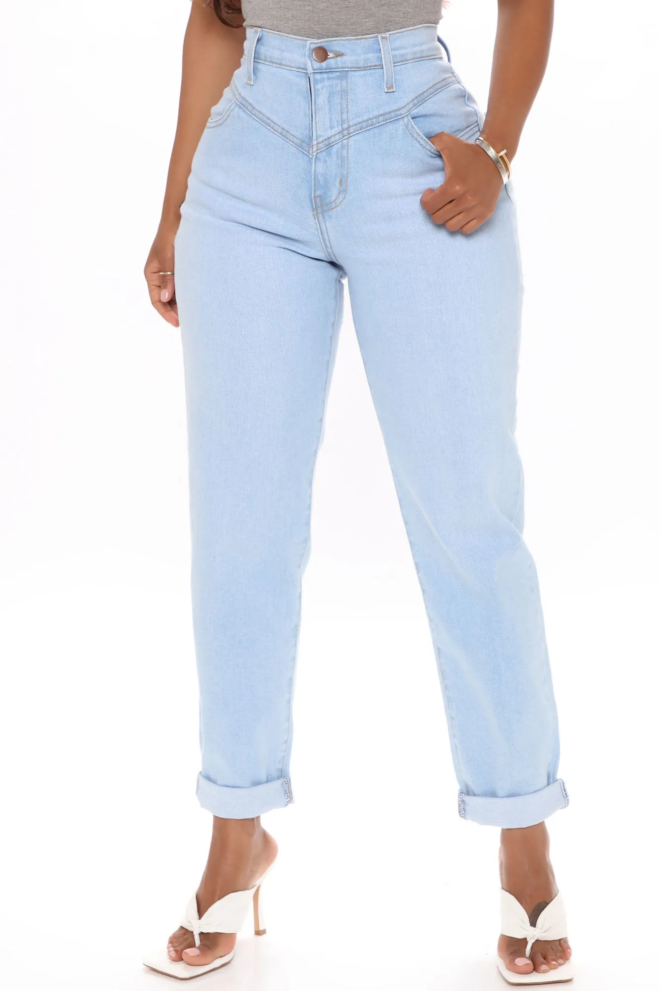 Affair Of The Heart Mom Jeans - Light Blue Wash