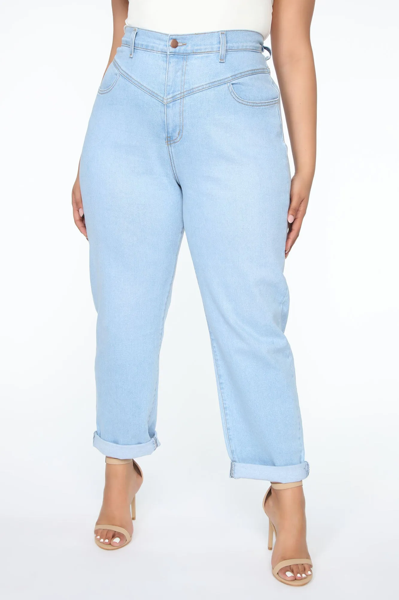 Affair Of The Heart Mom Jeans - Light Blue Wash