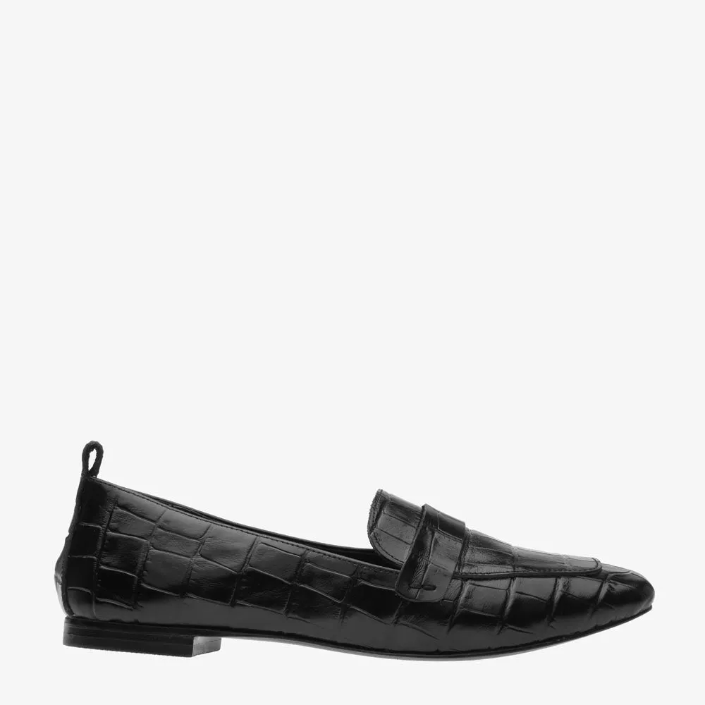 Alessandra Black Croc leather Loafer