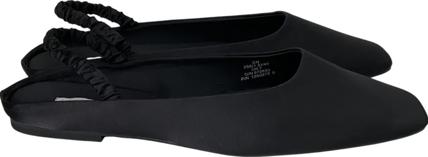Arket Black Slingback Satin Flats UK 7 EU 40 👠