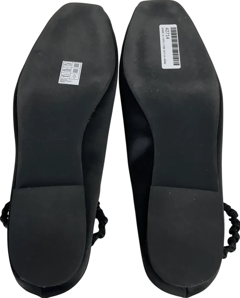 Arket Black Slingback Satin Flats UK 7 EU 40 👠