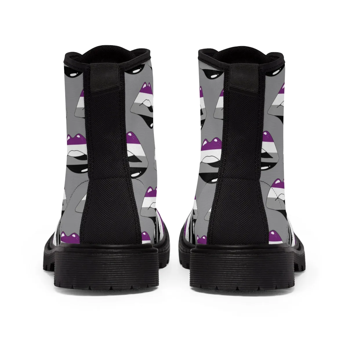 Asexual Flag Kisses LGBTQ Grey Canvas Boots Unisex Size