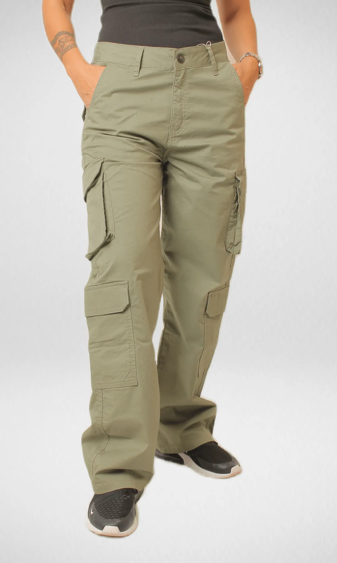 Bershka Cargo Pants 2023 - Olive Green