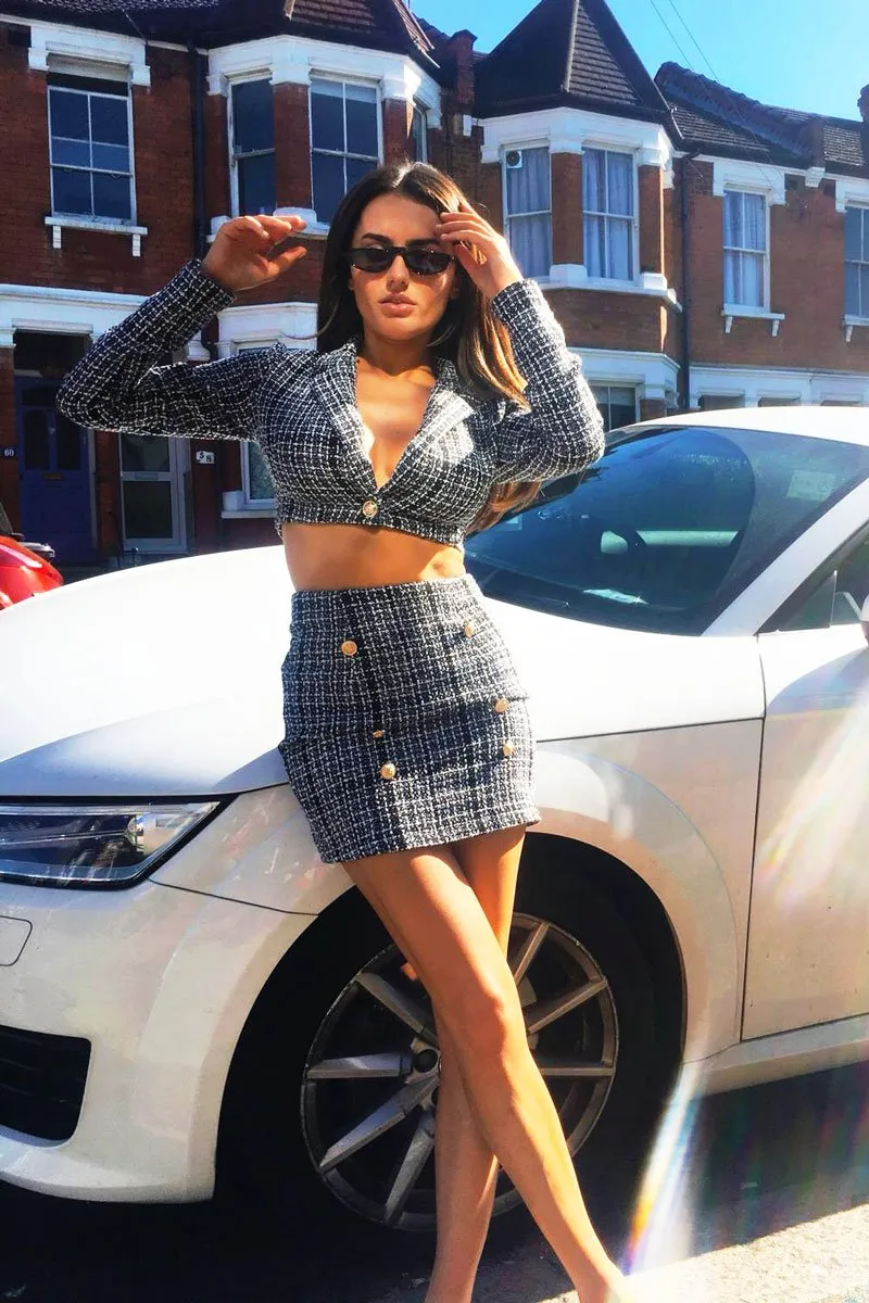 Black and White Tweed Skirt - Jolani