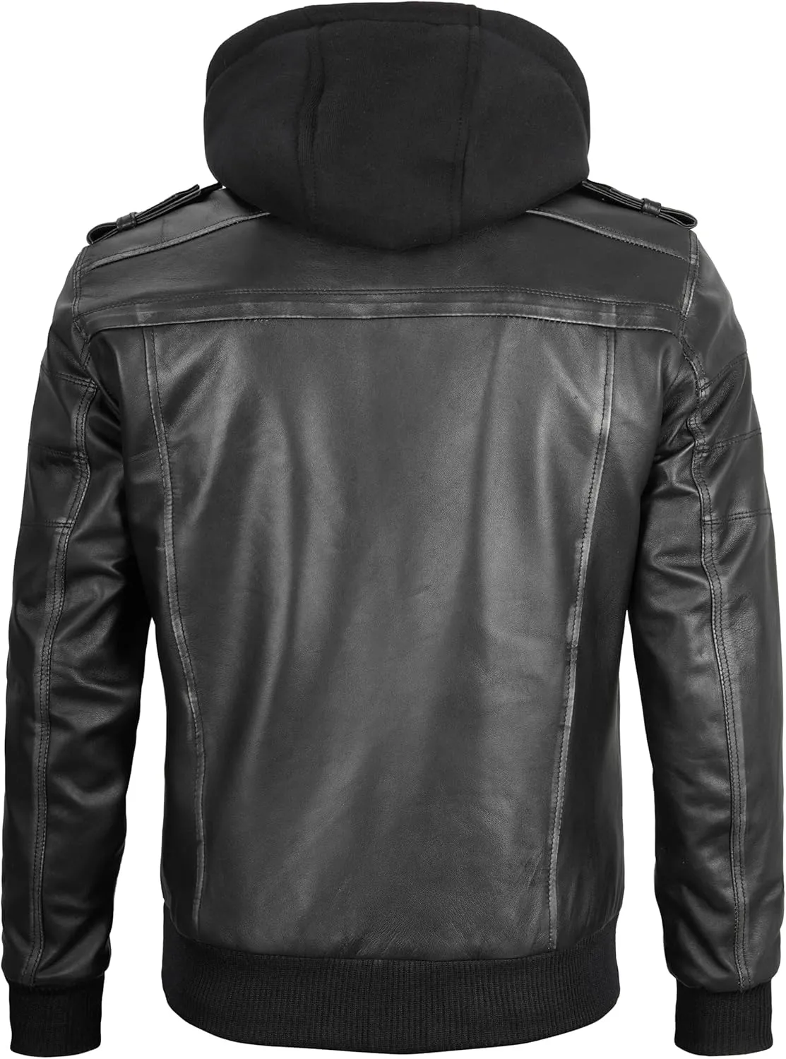 Blingsoul Leather Bomber Jackets For Men - Real Lambskin Mens Leather Jacket With Hood