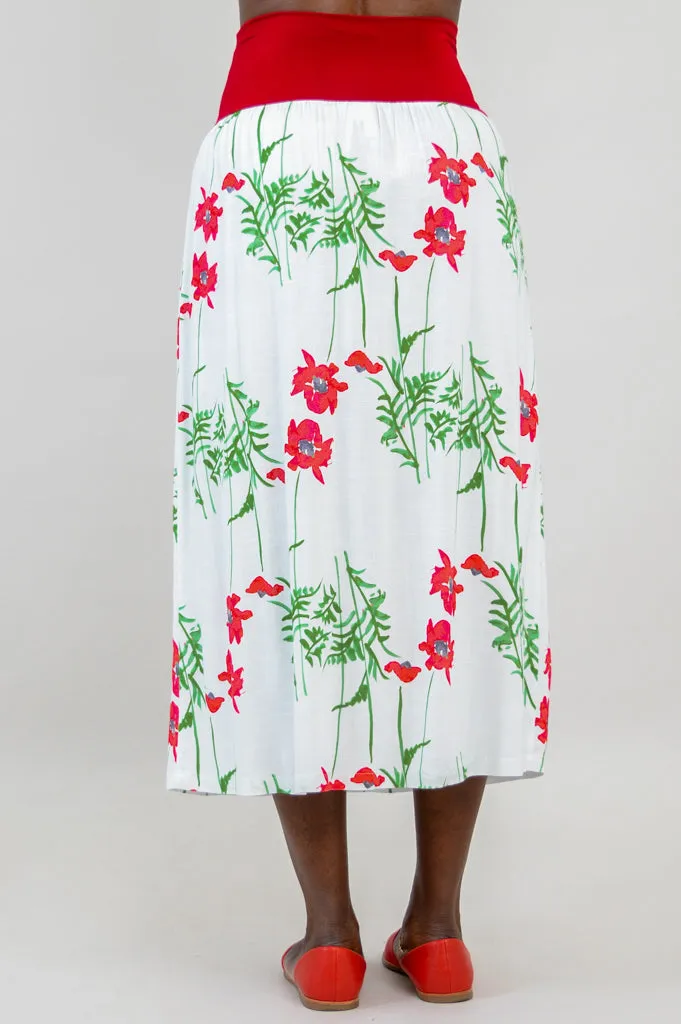 Blythe Skirt, Poppies, Linen Bamboo - Final Sale