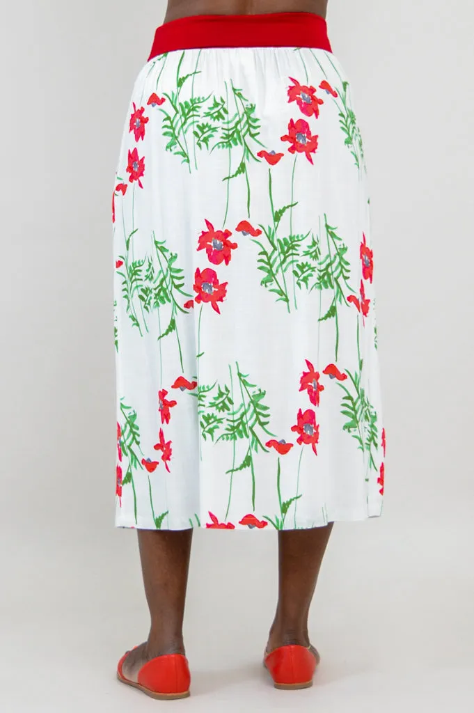 Blythe Skirt, Poppies, Linen Bamboo - Final Sale