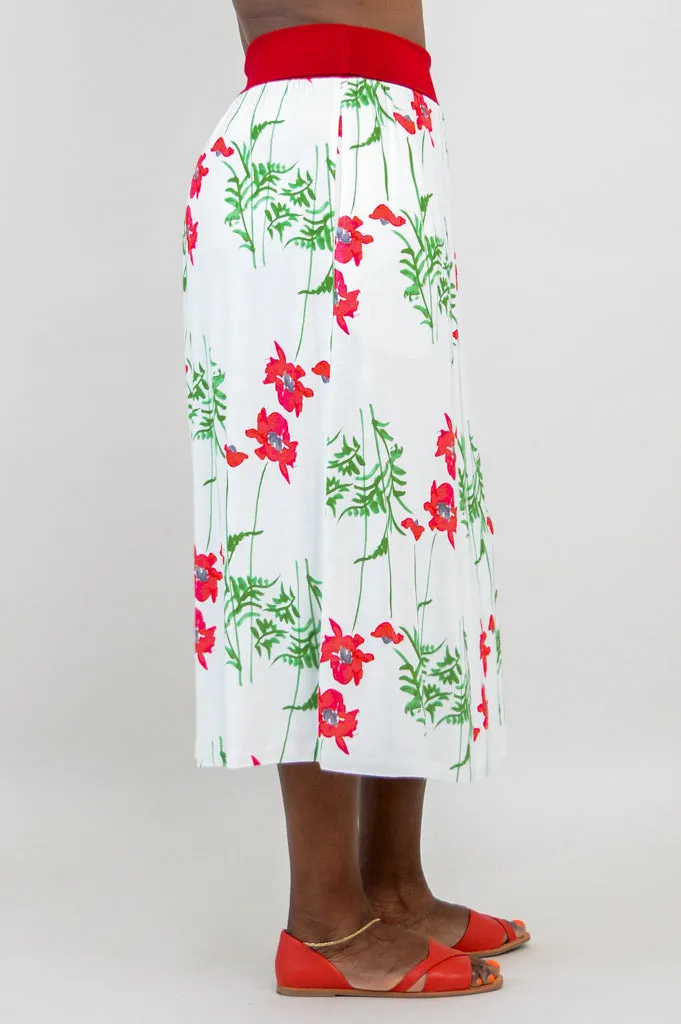 Blythe Skirt, Poppies, Linen Bamboo - Final Sale