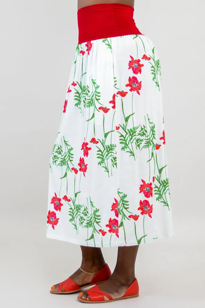 Blythe Skirt, Poppies, Linen Bamboo - Final Sale