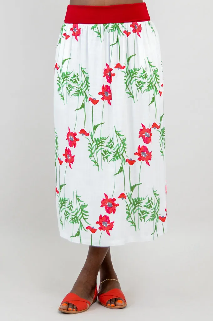 Blythe Skirt, Poppies, Linen Bamboo - Final Sale