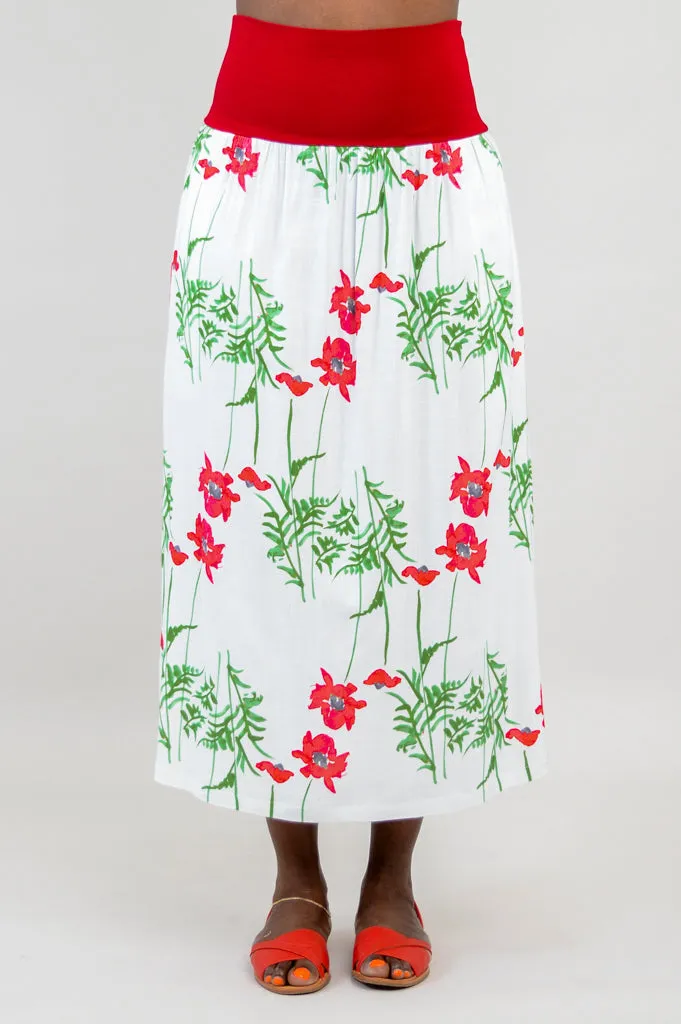 Blythe Skirt, Poppies, Linen Bamboo - Final Sale