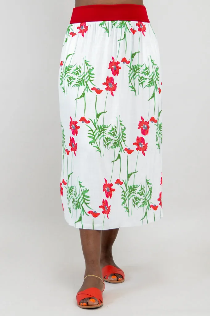 Blythe Skirt, Poppies, Linen Bamboo - Final Sale
