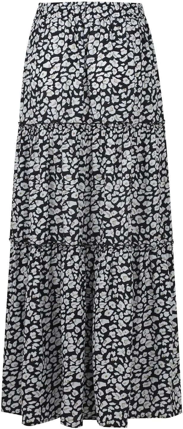 Boho Maxi Skirts for Women 2025 Drawstring High Waisted Tiered Long Flowy Skirt Casual Beach Bohemian A-Line Skirt