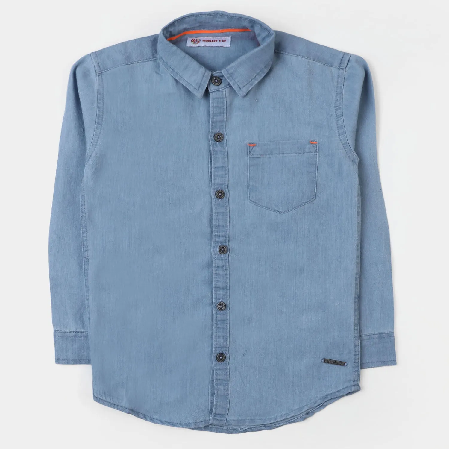 Boys Denim Basic Casual Shirt - Light Blue