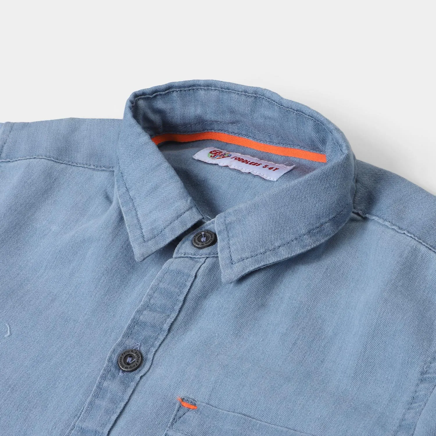 Boys Denim Basic Casual Shirt - Light Blue