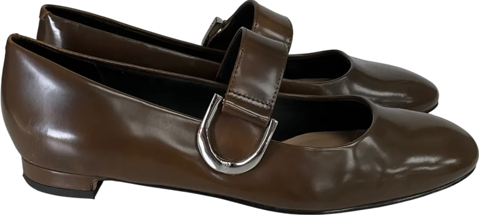 Charles & Keith Brown Gabine Leather Mary Janes UK 4 EU 37 👠