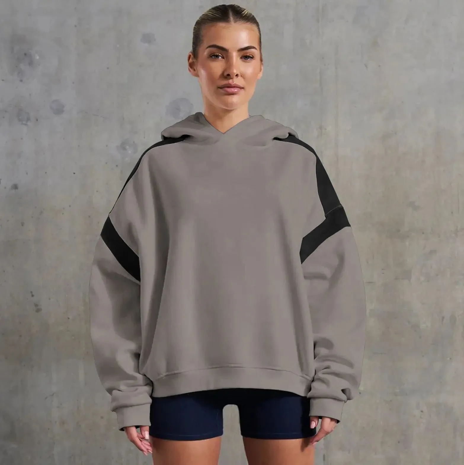 Contrast Colour Drop Shoulder Women's Hoodie