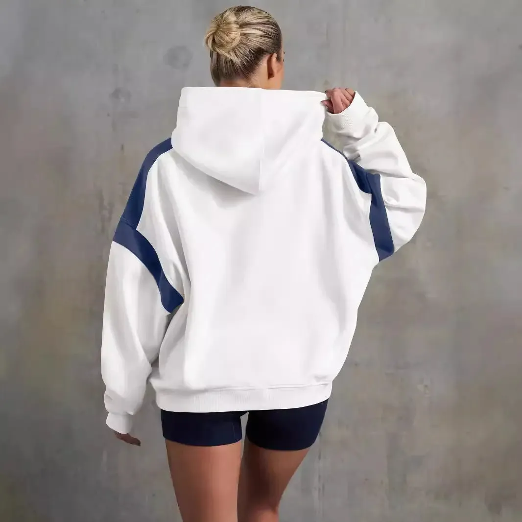 Contrast Colour Drop Shoulder Women's Hoodie