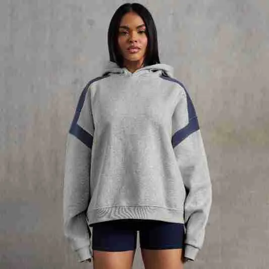 Contrast Colour Drop Shoulder Women's Hoodie