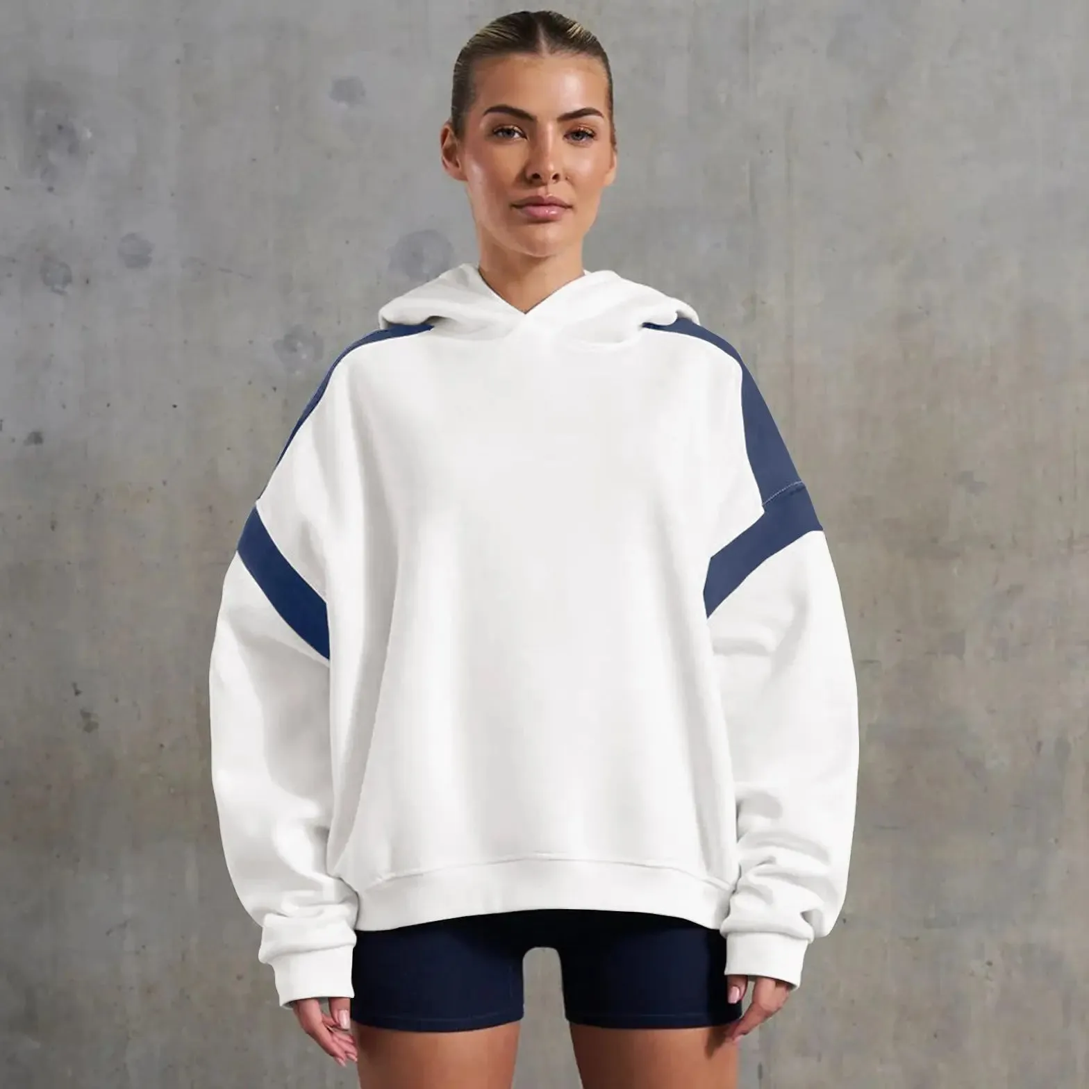 Contrast Colour Drop Shoulder Women's Hoodie