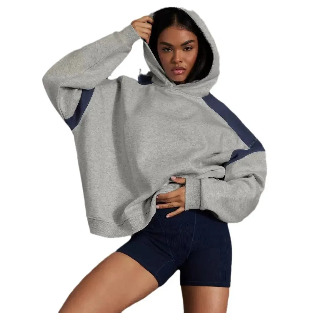 Contrast Colour Drop Shoulder Women's Hoodie