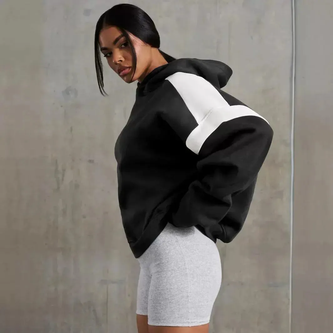 Contrast Colour Drop Shoulder Women's Hoodie