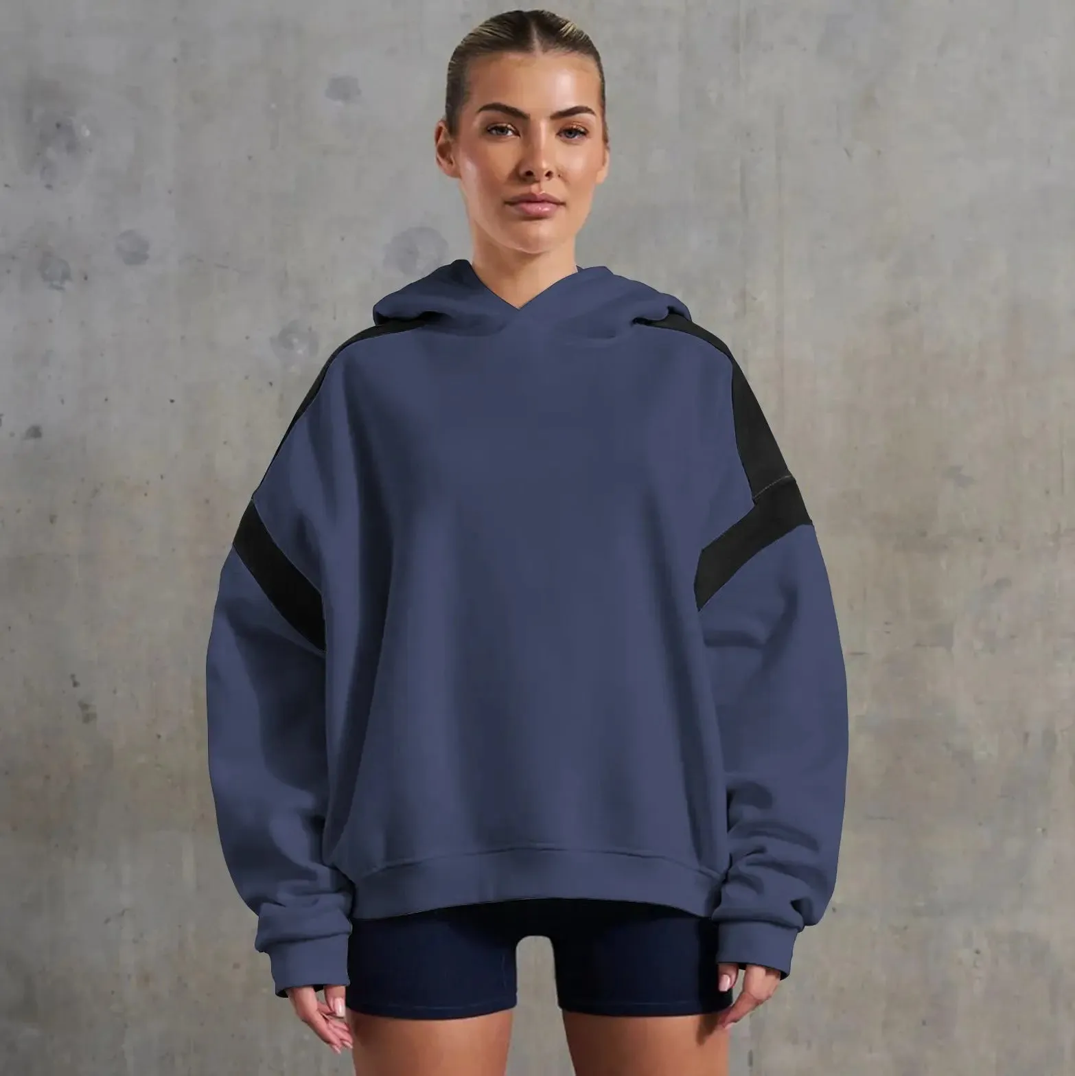 Contrast Colour Drop Shoulder Women's Hoodie