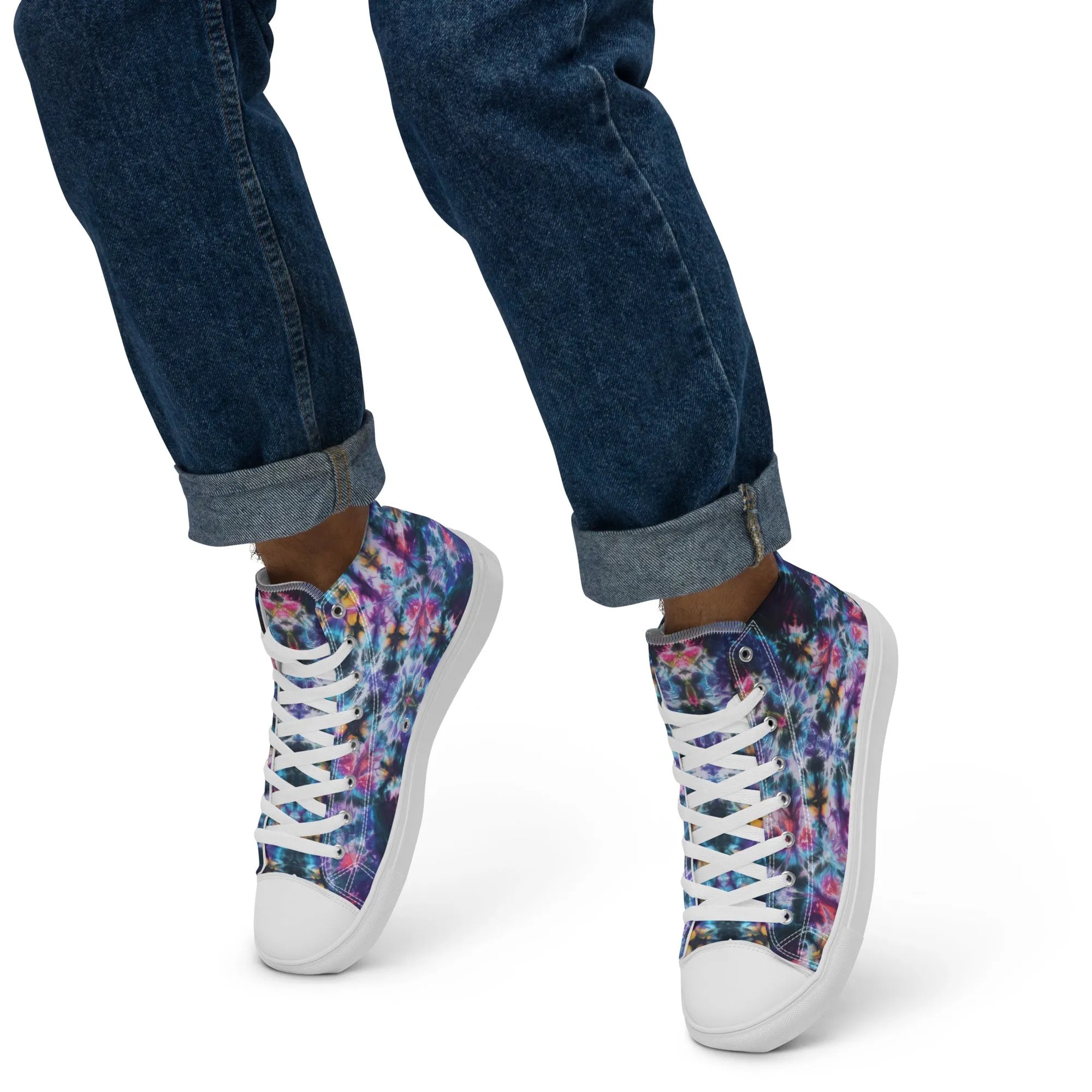 'Flowering Web' Men’s high top canvas shoes