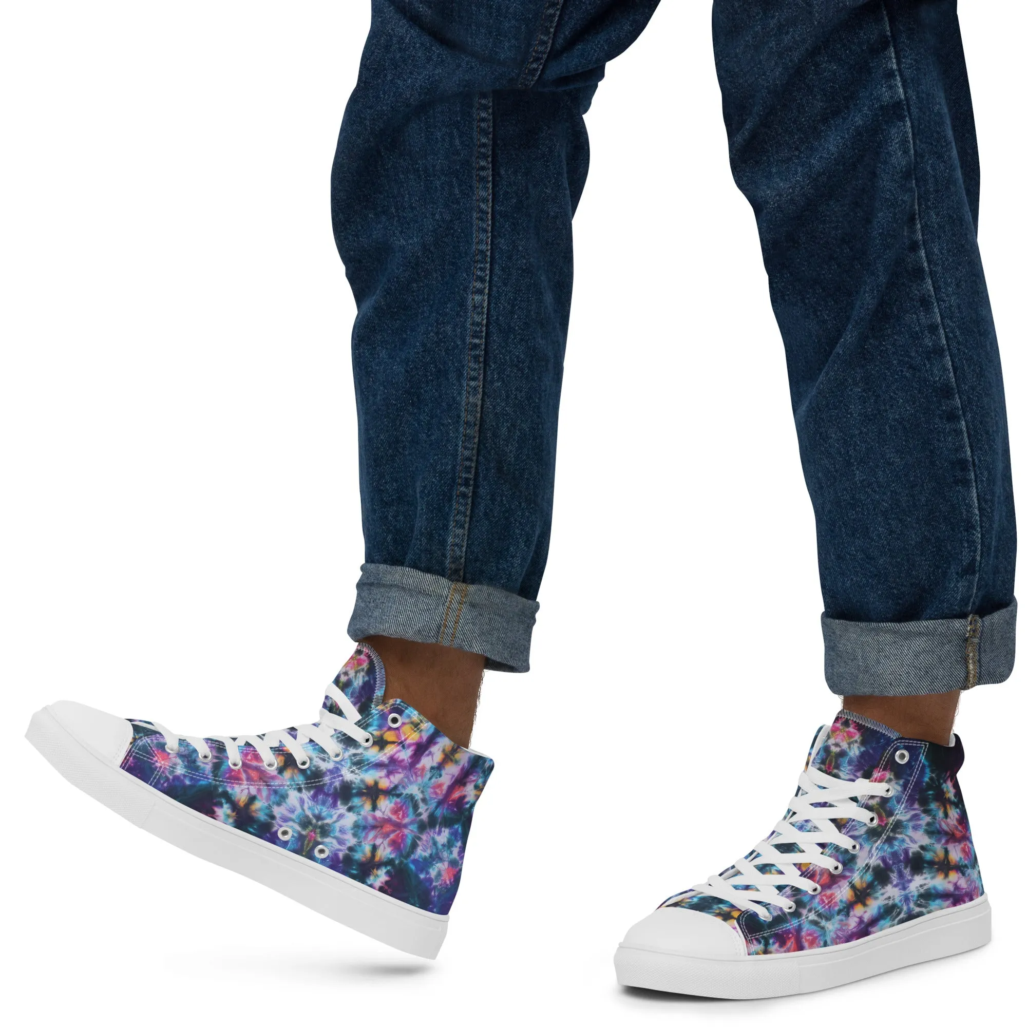 'Flowering Web' Men’s high top canvas shoes