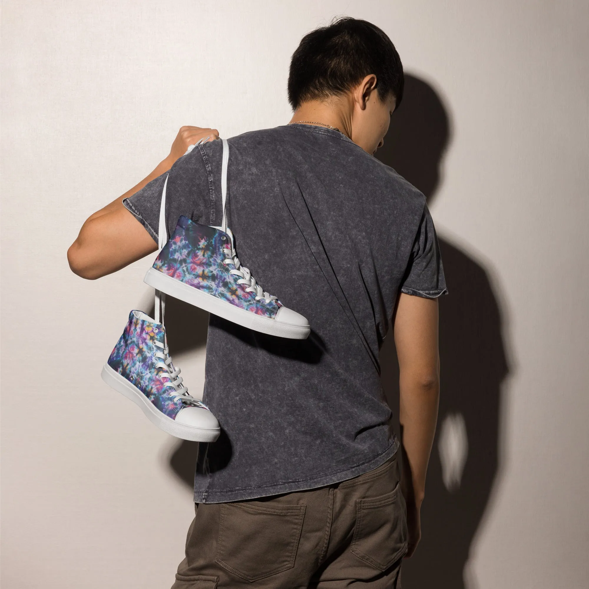 'Flowering Web' Men’s high top canvas shoes