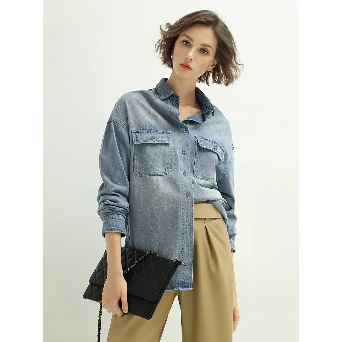 Fresh Blue Button-up Denim Shirt