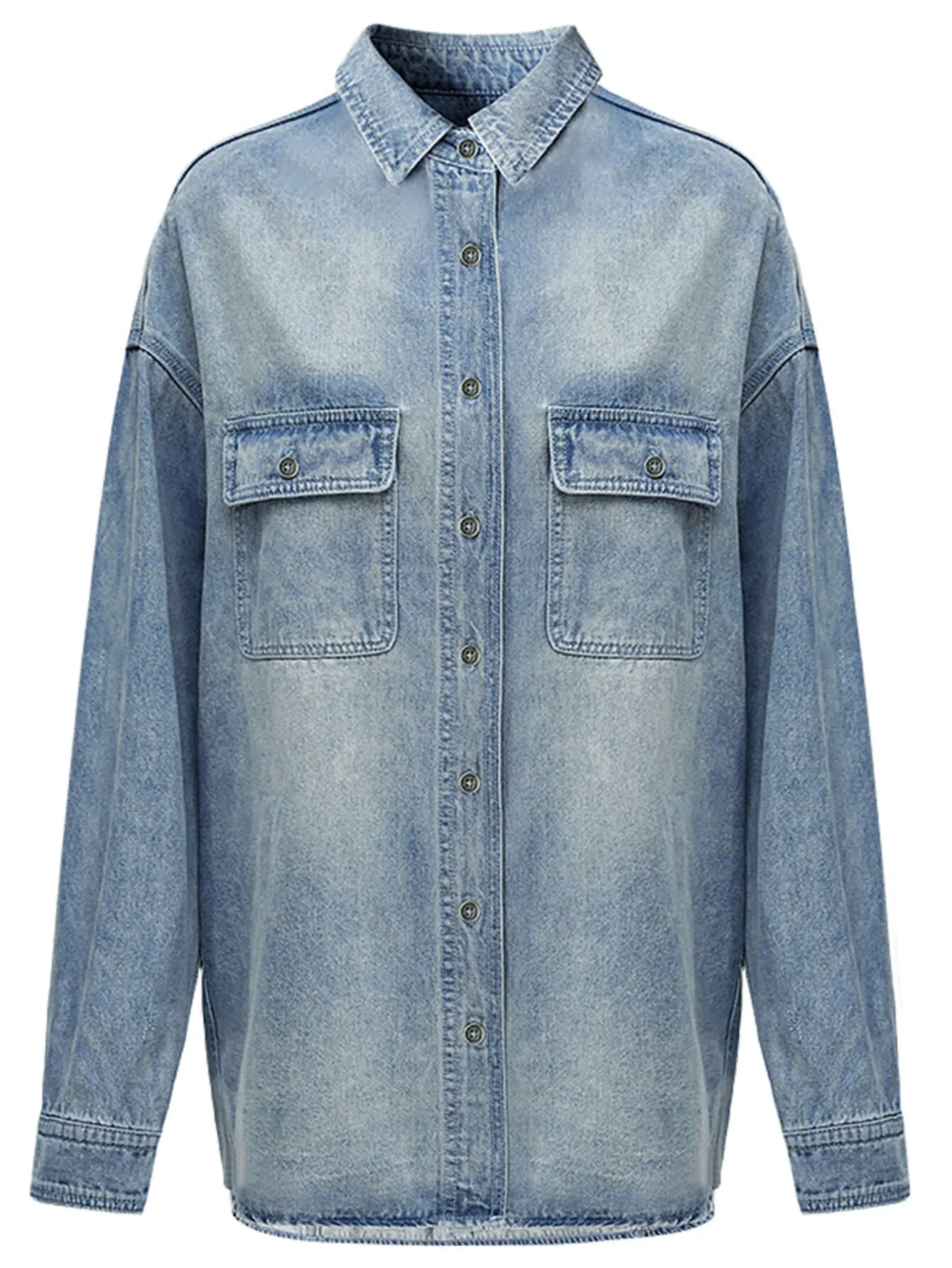 Fresh Blue Button-up Denim Shirt