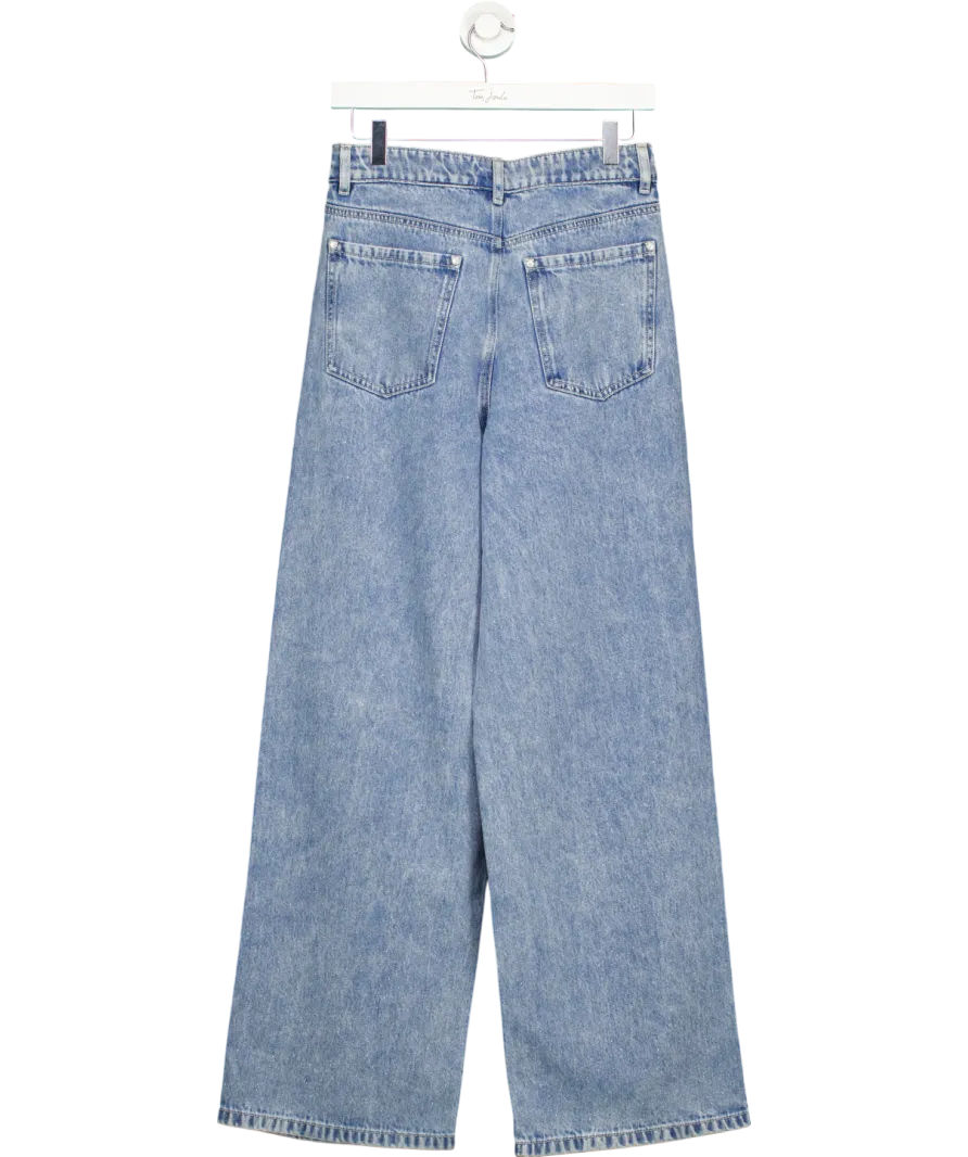 GOELIA Blue Denim Glitter Detailed Adjustable Waist Women Jeans UK 8