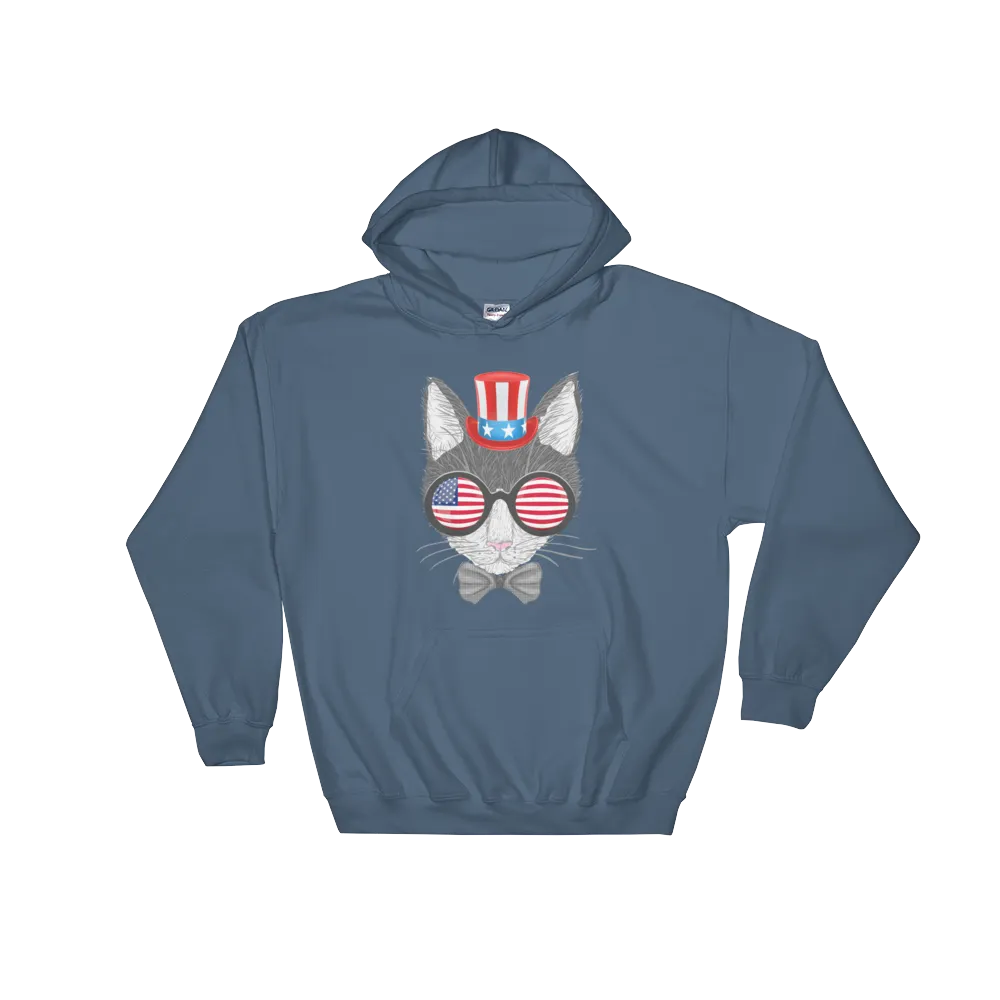 Gray Cat With Hat & Sunnies Hoodie