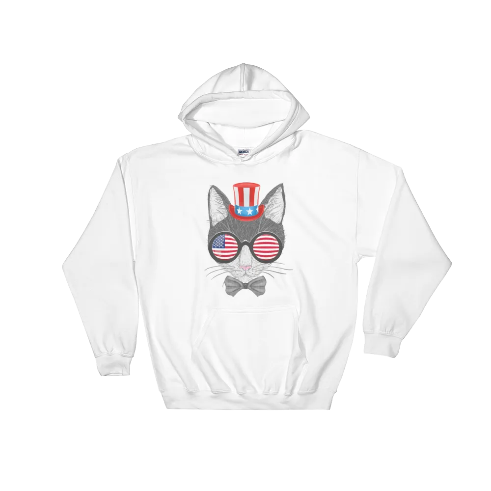 Gray Cat With Hat & Sunnies Hoodie