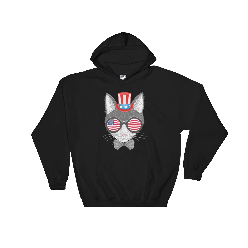 Gray Cat With Hat & Sunnies Hoodie