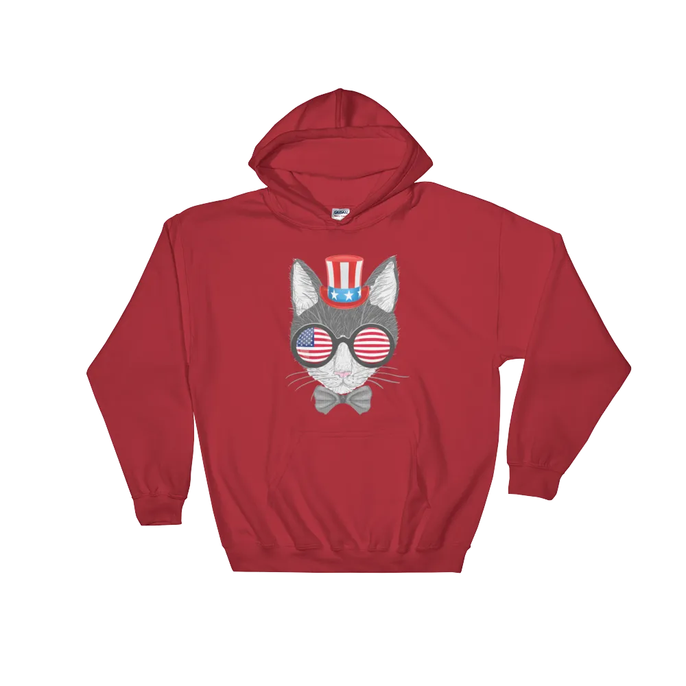 Gray Cat With Hat & Sunnies Hoodie