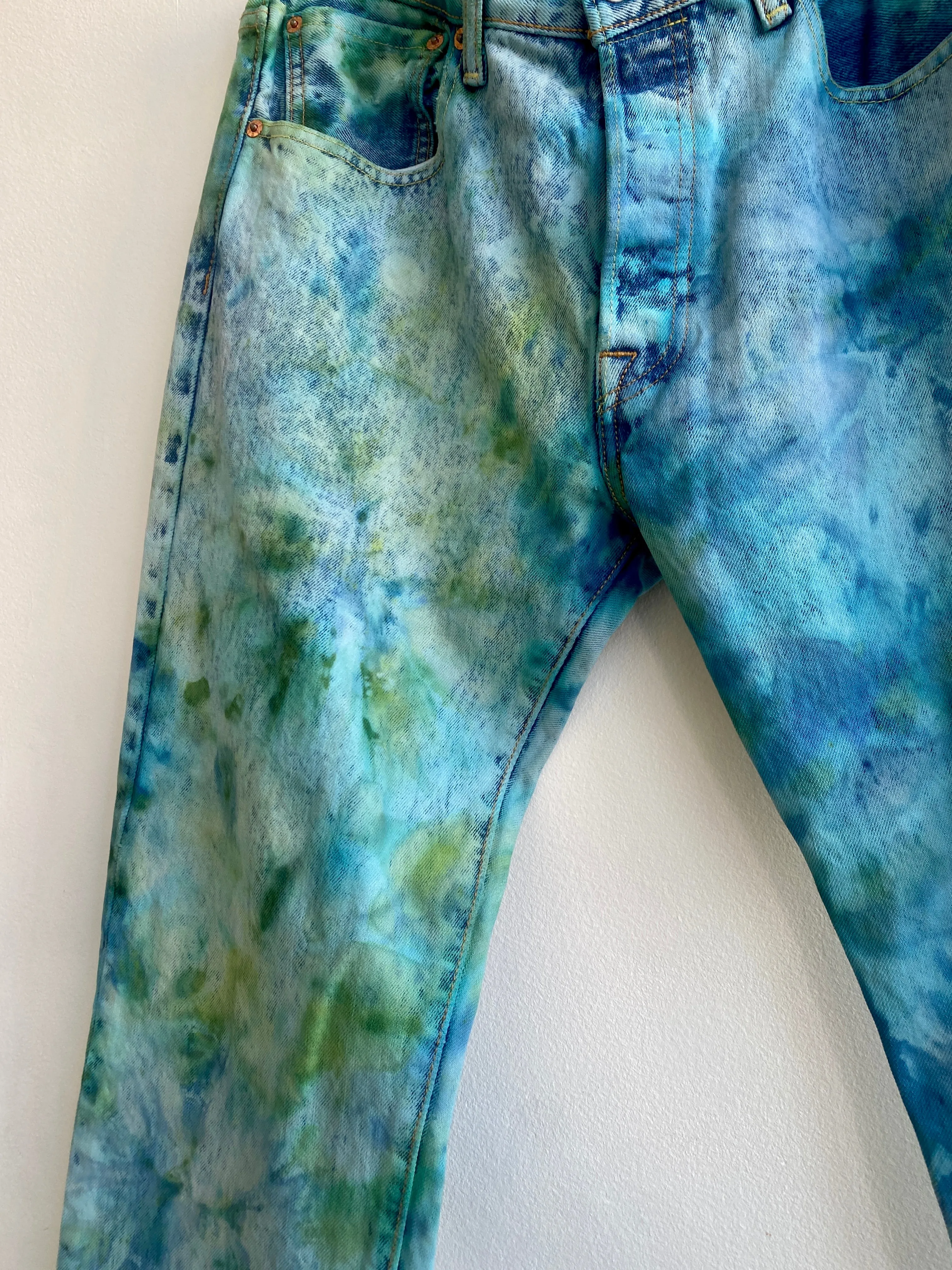 Green & Blue Acid Wash Jeans (Reworked)