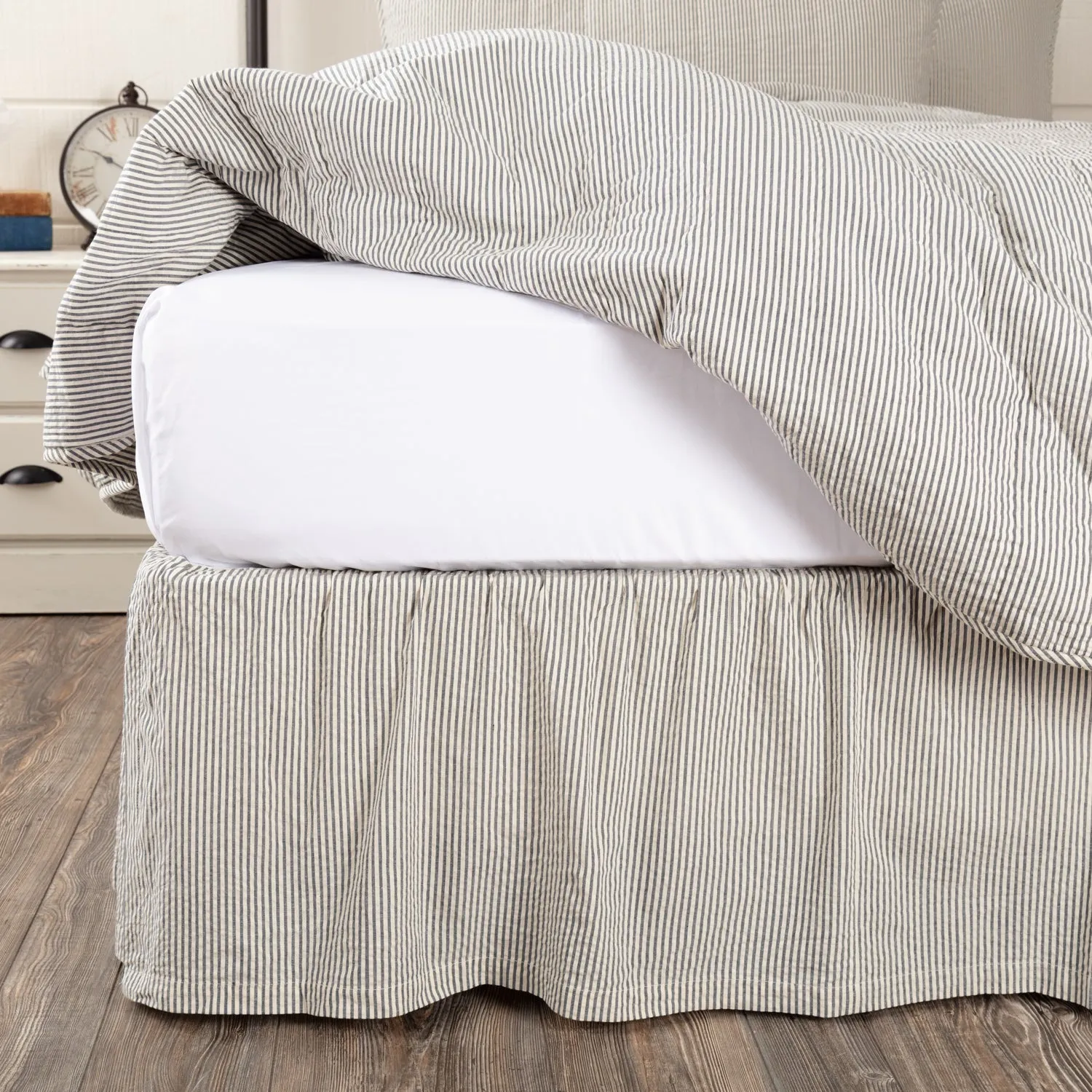 Hatteras Seersucker Ticking Stripe Bed Skirt