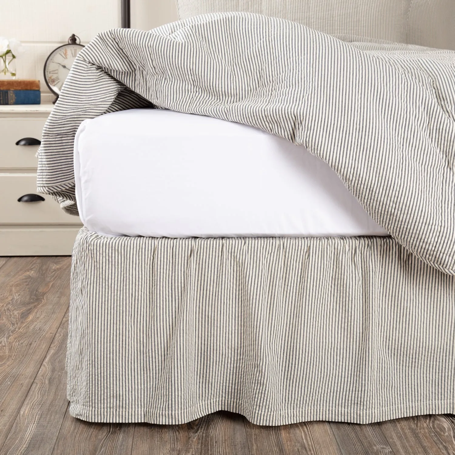 Hatteras Seersucker Ticking Stripe Bed Skirt