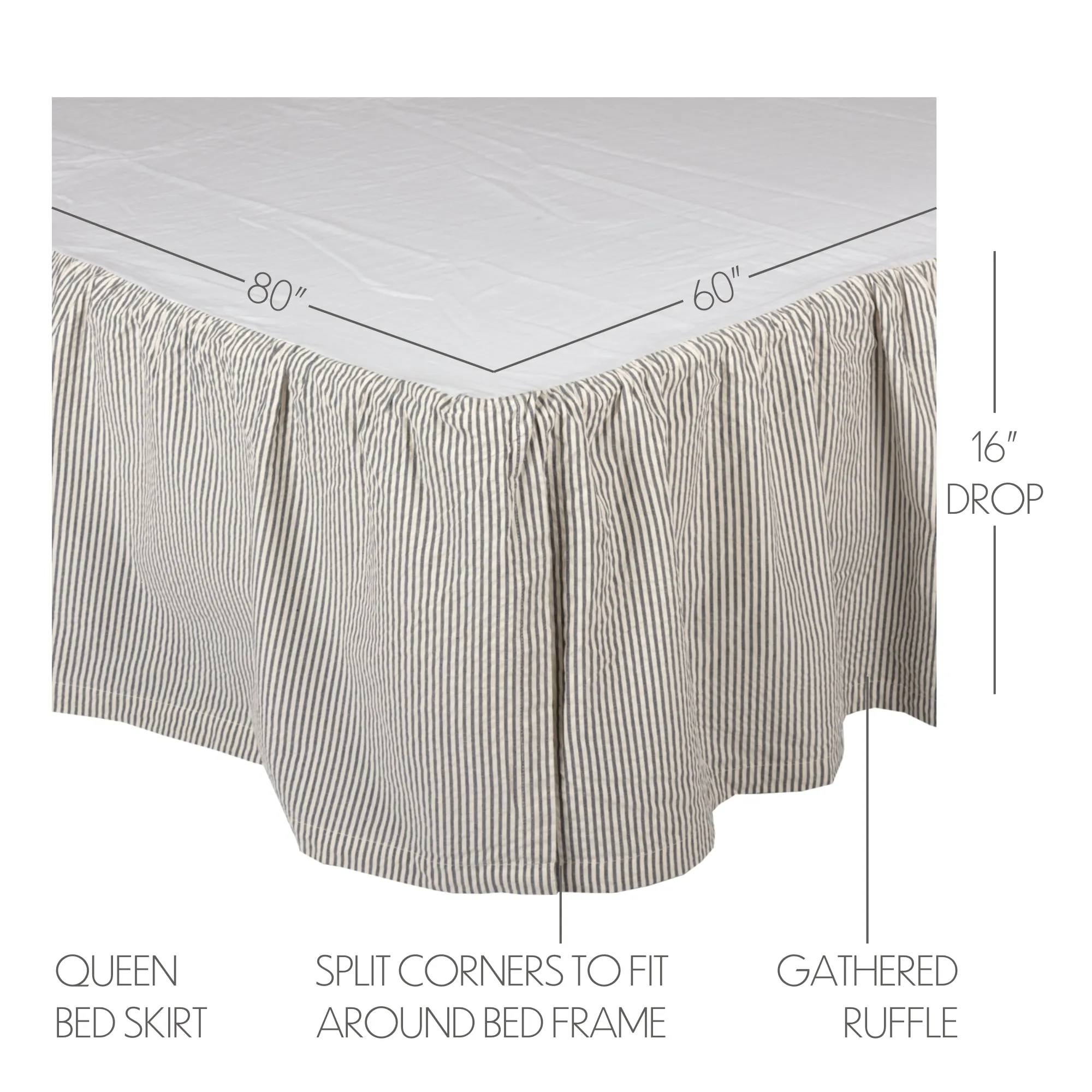 Hatteras Seersucker Ticking Stripe Bed Skirt