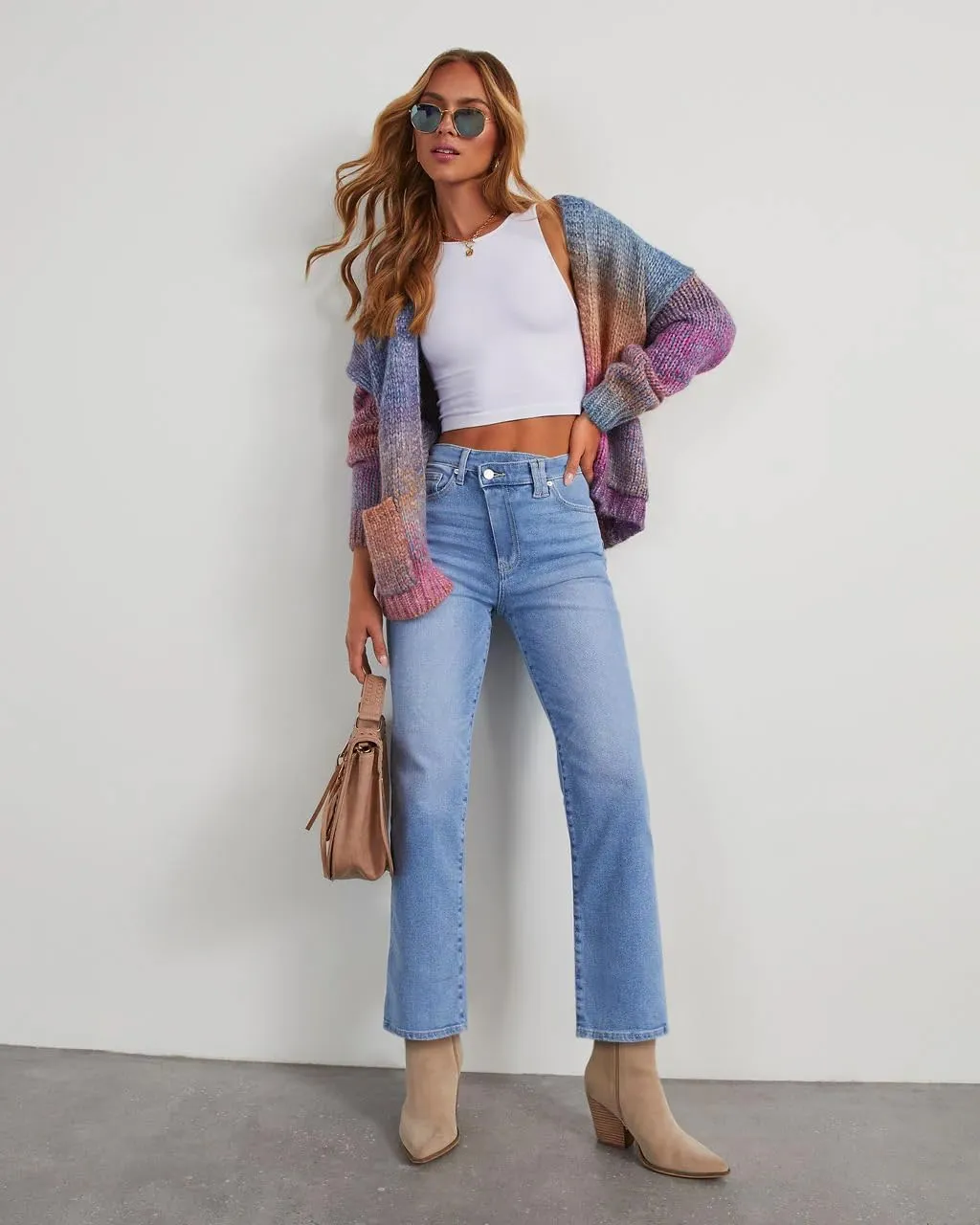 KDF Women's Cropped Straight Leg Jeans - High Waisted Jeans for Women 7/8 Length Denim Pants with Crop Hem