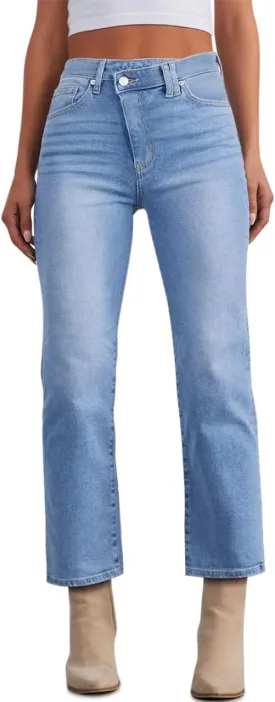 KDF Women's Cropped Straight Leg Jeans - High Waisted Jeans for Women 7/8 Length Denim Pants with Crop Hem