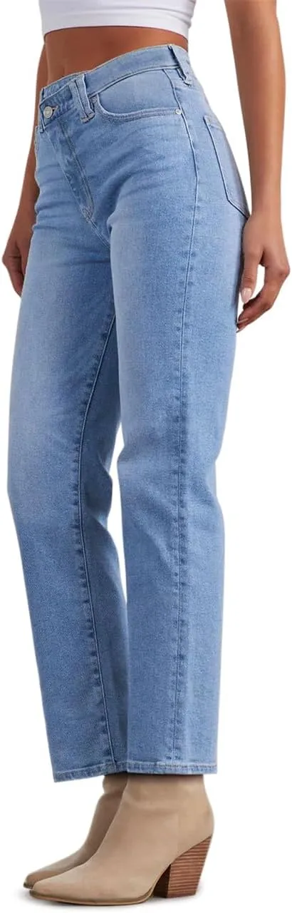 KDF Women's Cropped Straight Leg Jeans - High Waisted Jeans for Women 7/8 Length Denim Pants with Crop Hem
